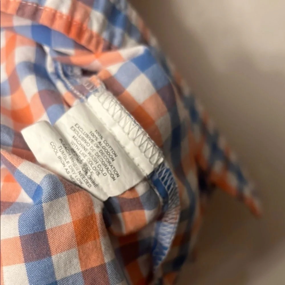 Izod Vibrant Orange and Blue Plaid Button Down Shirt